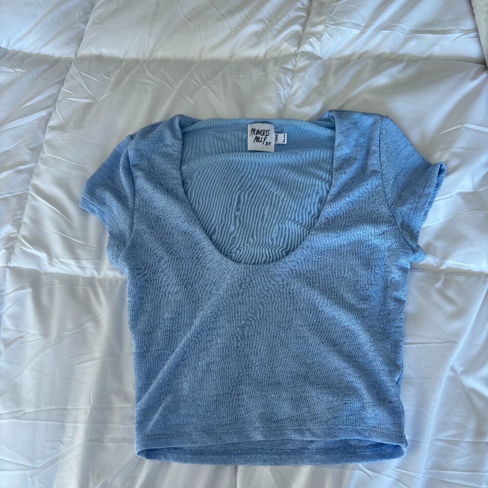 Princess Polly Light Blue Crop Top